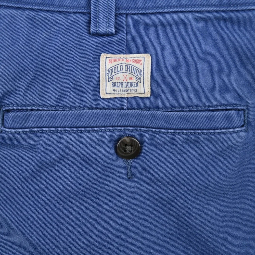 100% Cotton Polo Ralph Lauren Men 34 Blue Salinger Chino Shorts Relaxed Fit